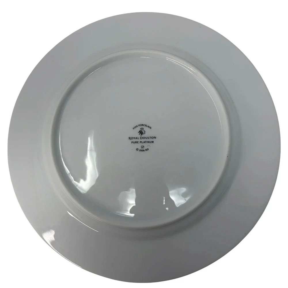 Royal Doulton Pure Platinum Dinner Salad Plates Set of 8 Fine Porcelain 2006